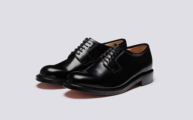 Grenson Camden Mens Derby Shoes in Black Leather GRS113880
